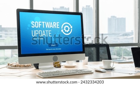 Software update on computer for modish version of device software upgrade Royalty-Free Stock Photo #2432334203