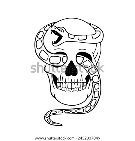 Skull design. Bright Magic Psychedelic Mushrooms and skulls. Tattoo template of skull