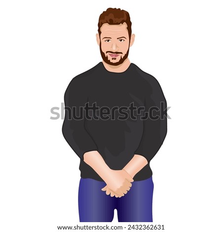 adult man standing with hands folded Royalty-Free Stock Photo #2432362631