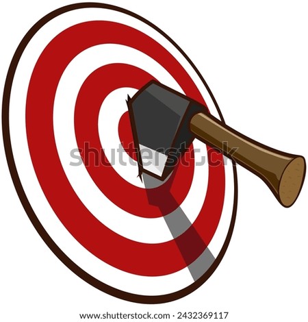 axe throwing target cartoon illustration Royalty-Free Stock Photo #2432369117