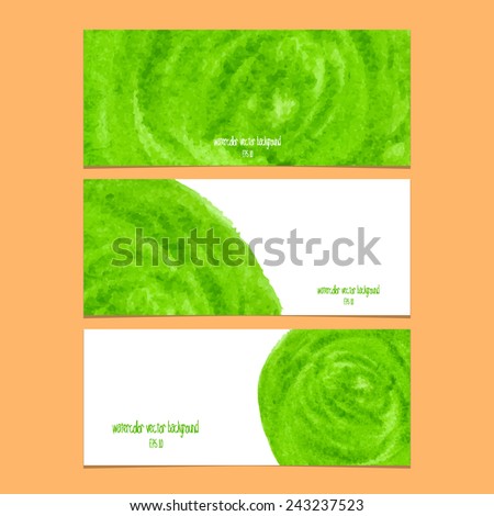 Vector banners with watercolor green. 