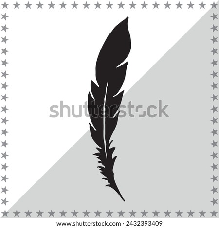 Feather silhouette, Feather Vector illustration, Feather  isolated on white background																									