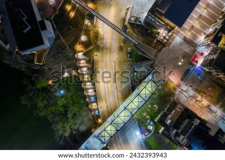 This shot was taken looking down at the walking bridge near the Hunter Museum near Chattanooga Tennessee.  This shot was taken before the glass bridge was removed.  