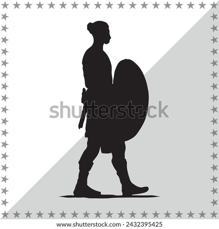 Greek Soldier silhouette, Greek Soldier Vector illustration, Greek Soldier isolated on white background																									