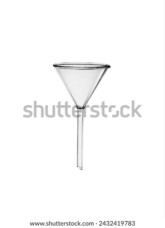 Laboratory equipment. Laboratory funnels are used in chemistry and other scientific experiments for funneling liquids or powders into containers with narrow openings. Royalty-Free Stock Photo #2432419783