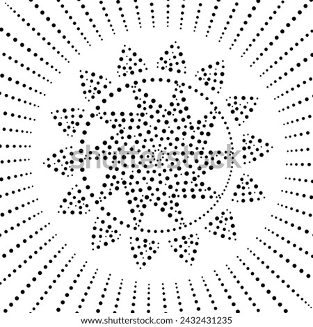 Black Dotted Sun and Sun Rays Design Pattern