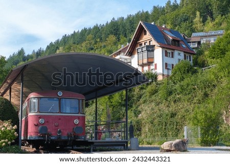 historic railbus in  Schiltach, Germany Royalty-Free Stock Photo #2432443321