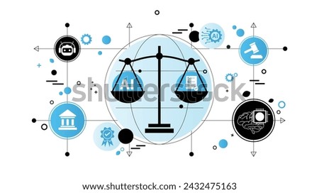 AI ethics and legal concepts artificial intelligence law and online technology of legal regulations Controlling artificial intelligence technology is a high risk. Royalty-Free Stock Photo #2432475163
