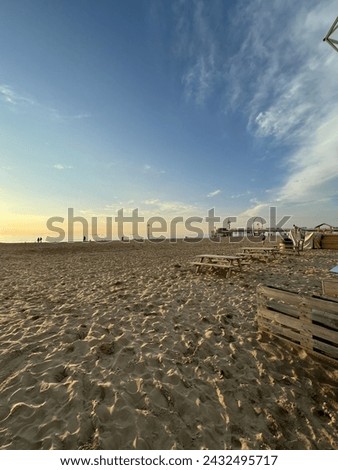 Scheveningen Beach in The Hague, the Netherlands is one of the most favorite tourist stops. Royalty-Free Stock Photo #2432495717