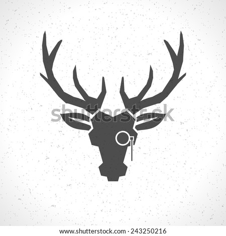 Deer head and horns face logo emblem template for business or t-shirt design. Vector Vintage Design Element.