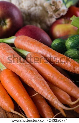 Mixed group of whole farm fresh organic vegetables