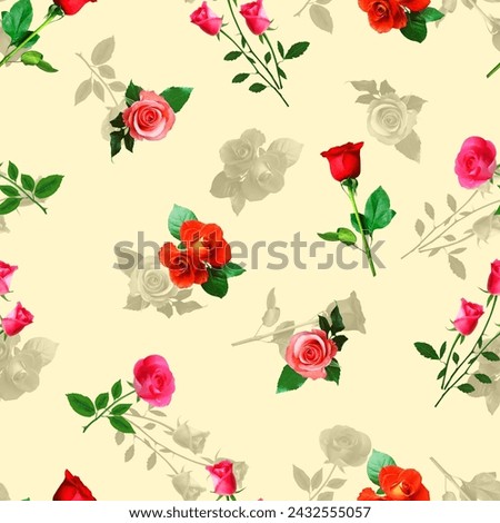 All Over Flower Pattern Pakistani Digital Print Design