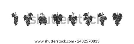 Bunch of grapes silhouette icon set. Vector illustration design.