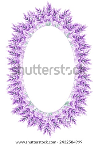 Hand drawn watercolor lavender wildflower frame border isolated on white background. Can be used for cards, invitation, poster and other printed products