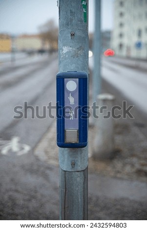 Traffic signal Pedestrian Crossing control button.