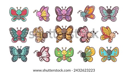 Various butterfly element vector illustration set