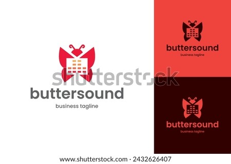 butterfly music vector logo design