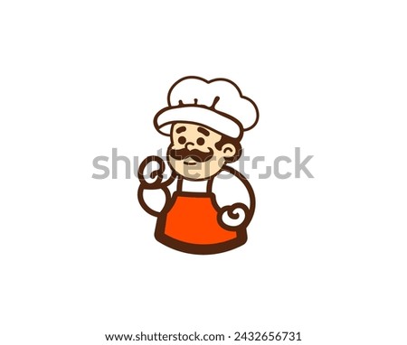 Vector illustration of cartoon chef isolated on white background