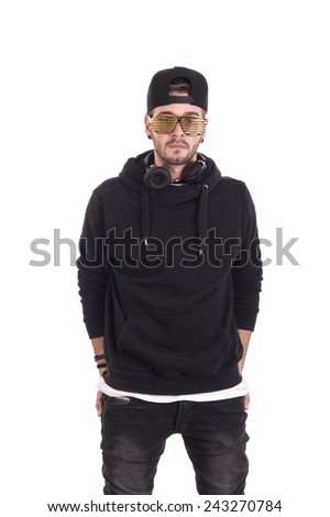 Young guy wearing hoodie Royalty-Free Stock Photo #243270784