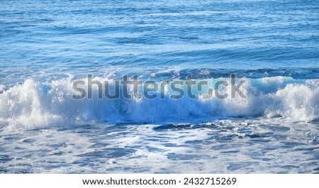 Waves, nature or landscape of beach for holiday adventure or summer vacation in California for travel. Seascape background, winter or destination in natural environment with water, ocean or ecology