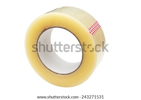 Roll of Scotch tape. Isolated on white background. Royalty-Free Stock Photo #243271531