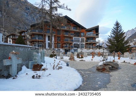 Mountaineers Cemetery in the car-free ski resort of Zermatt in the Canton of Valais, Switzerland