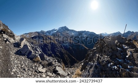 Alpine Adventure: Discovering Avalanche Peak Track and Scotts Track landscapes in New Zealand's Arthur's Pass National Park, Dramatic Vistas with Rocky terrain and Mountain Range Royalty-Free Stock Photo #2432739437