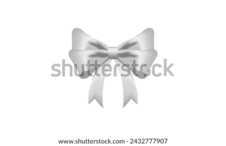  White Bow Realistic shiny satin with shadow for decorate your wedding invitation card ,greeting card or gift boxes vector EPS10 isolated on white background.