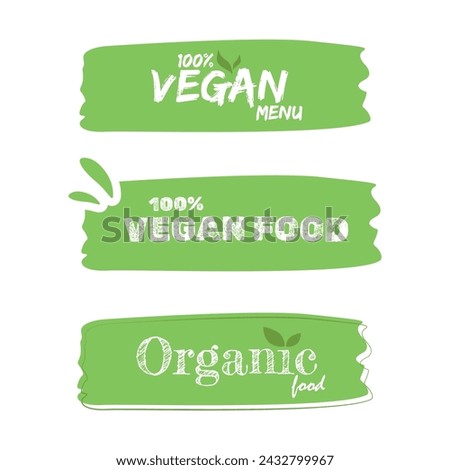 Vegan Food and Organic Products Labels Icon Set Vector Design.