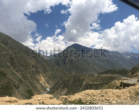 Muntains, clouds, hiking, Roads beautiful pictures of Kaghan Raraan . Royalty-Free Stock Photo #2432803651