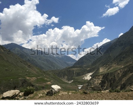 Muntains, clouds, hiking, Roads beautiful pictures of Kaghan Raraan . Royalty-Free Stock Photo #2432803659