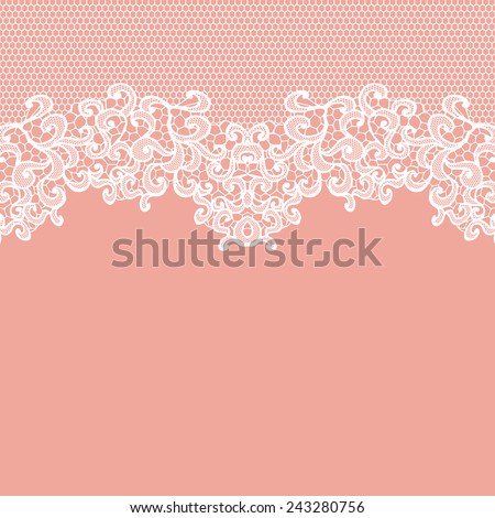 White vector lace on texture, template.