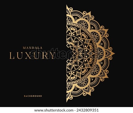 Vector Luxury Decoration Mandala Flower with shiny gold color background design