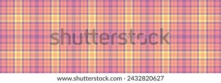 Christmas ornament background plaid pattern, dogtooth textile tartan texture. Surface vector seamless check fabric in magenta and orange color.