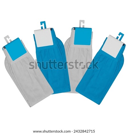 This Creative Pairs of Socks With Blank Label Mock Up In Peacock Blue Color, will help you to apply your logo or brand design more quickly.
