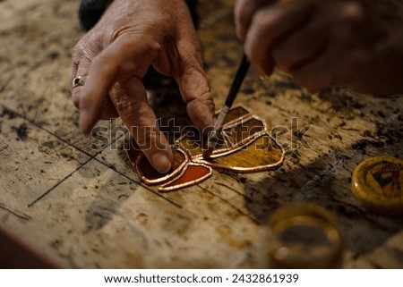 Stained glass workshop. Creative workshop. Royalty-Free Stock Photo #2432861939