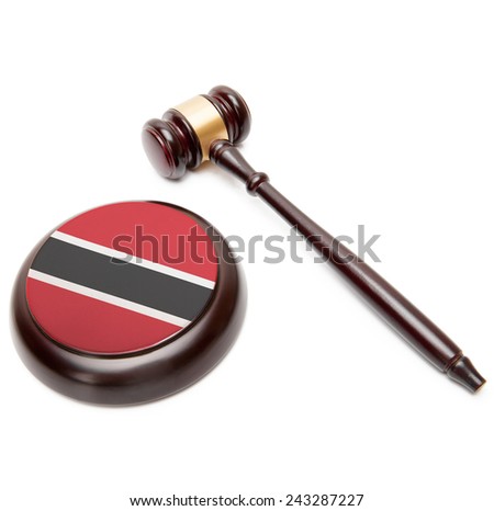 Judge gavel and soundboard with national flag on it - Trinidad and Tobago
