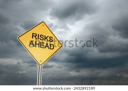 Yellow road warning sign , Risks Ahead , 3d render