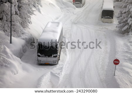Main road after heavy snowfall