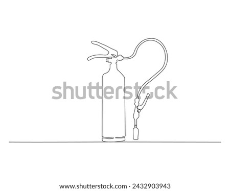 Continuous Line Drawing Of Fire Extinguisher. One Line Of Extinguisher. Fire Extinguisher Continuous Line Art. Editable Outline.
