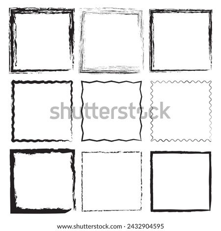  Rectangular vector frame. Vector black painted squares. Set of grunge square. Vector black painted squares. Vector illustration