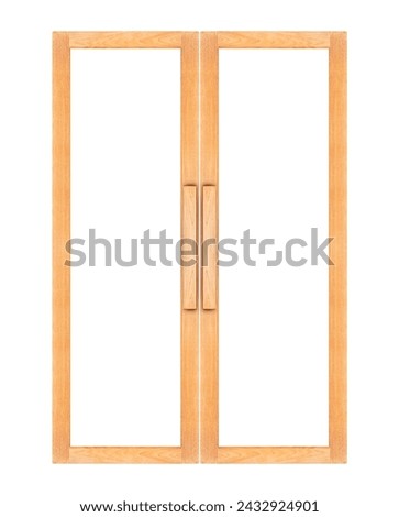 Mock up brown wooden door or window frame isolated on white background with clipping path