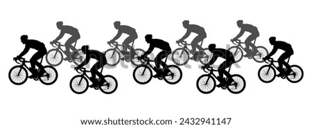 Bicycling. Sport race, silhouette of bicyclists. Vector illustration Royalty-Free Stock Photo #2432941147