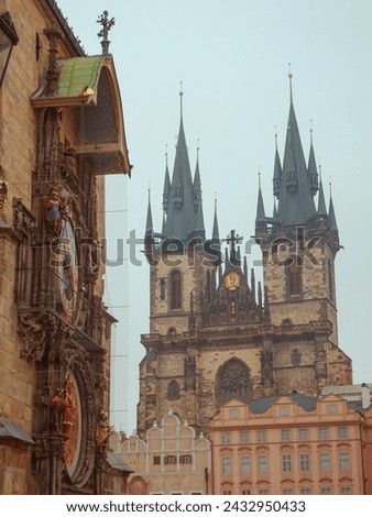 Prague, Czech Republic - view of square and astronomical clock winter time