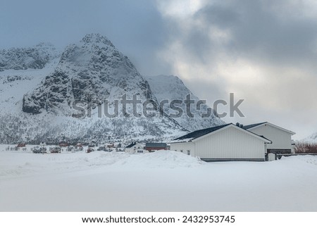 The magic scenic view of Lofoten in the winter. Travel and visit Norway