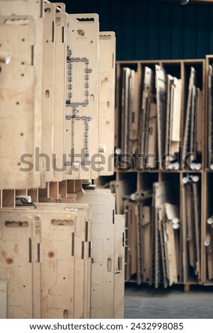 Wooden Flat and Rotary Die Ejection Rubber Installation Rotary Cutting Dies,. Wooden templates for rotary cylinder die ejection. Royalty-Free Stock Photo #2432998085