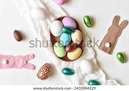Assortment of Easter eggs with Easter bunnies