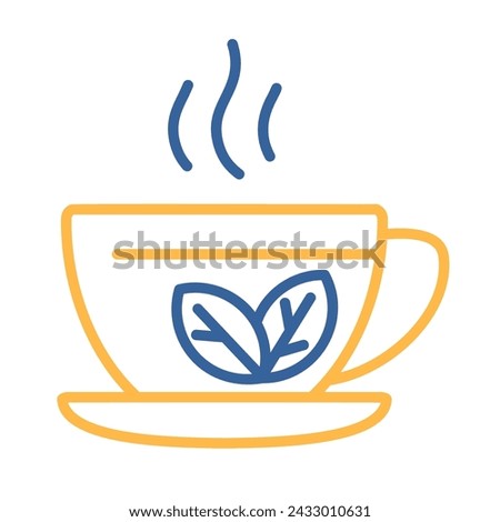Cup of tea with mint leaves vector icon. Graph symbol for fitness and weight loss web site and apps design, logo, app, UI