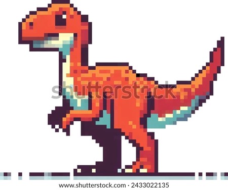 8 bit pixel art dinosaur Tyrannosaurus is an ancient animal of the Jurassic period. Vector icon in retro game style isolated on white background