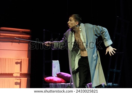 Actor men play on stage theater
